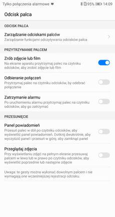 Funkcje czytnika linii papilarnych