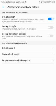 Funkcje czytnika linii papilarnych
