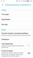 Ustawienia, gesty, dodatki, menu dźwięku i obrazu