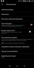 Menu ustawień, gestów itp.