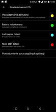 Menu ustawień, gestów itp.