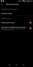 Menu ustawień, gestów itp.