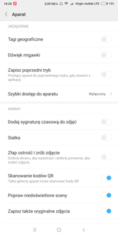 Menu aparatu