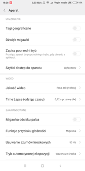 Menu aparatu