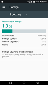 Ustawienia kart SIM | Wbudowana pamięć | Zużycie RAM | Wynik z Androbench