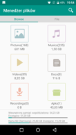 Aplikacje: Menedżer plików, radio, dyktafon