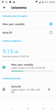 Pamięc po pierwszym uruchomieniu | Smart manager | Karta SD | Wynik z Androbench