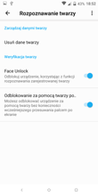Opcje zabezpieczeń: Rozpoznawanie twarzy, Odcisk palca i Smart Lock