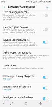 Wybrane funkcje interfejsu Samsunga