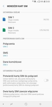 Ustawienia dualSIM | Połączenia głosowe