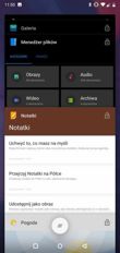 Powiadomienia, skróty, folder, menu ostatnich aplikacji