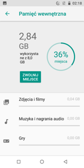 Pamięć po pierwszym uruchmioeniu | Obsługa kart SIM | AndroBench | Czyszczenie w ramach aplikacji Files Go
