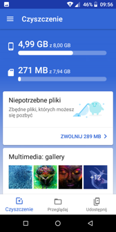 Pamięć po pierwszym uruchmioeniu | Obsługa kart SIM | AndroBench | Czyszczenie w ramach aplikacji Files Go