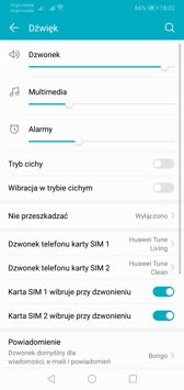Ustawienia dźwięku | Huawei Histen