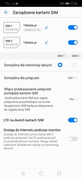 Opcje dualSIM | Połączenia głosowe