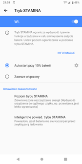 Ustawienia baterii