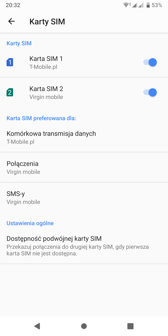 Ustawienia kart SIM | Połączenia głosowe
