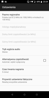 Ustawienia dźwięku | Aplikacja radia