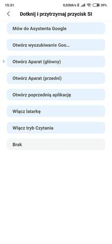Opcje slidera i dodatkowego klawisza