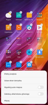 Ekran główny, jego opcje i folder aplikacji fabrycznych