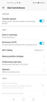 Ustawienia dwóch kart SIM | Połączenia głosowe