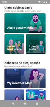Aplikcja Moto: Akcje gestów i Wyświetlacz Moto Aplikcja Moto: Akcje gestów i Wyświetlacz Moto