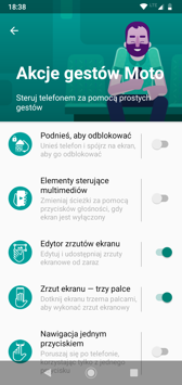 Aplikcja Moto: Akcje gestów i Wyświetlacz Moto Aplikcja Moto: Akcje gestów i Wyświetlacz Moto