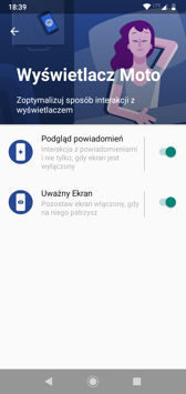 Aplikcja Moto: Akcje gestów i Wyświetlacz Moto Aplikcja Moto: Akcje gestów i Wyświetlacz Moto