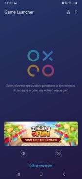 Menu ustawień i Game Launcher Menu ustawień i Game Launcher