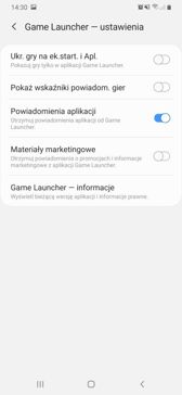 Menu ustawień i Game Launcher Menu ustawień i Game Launcher