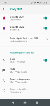 Ustawienia kart SIM | Połączenia głosowe