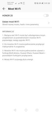 Smartfon umożliwia nie tylko ustanowienie tradycyjnego hotspotu, ale także mostu Wi-Fi