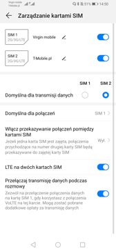 Ustawienia dwóch kart SIM | Połączenia głosowe