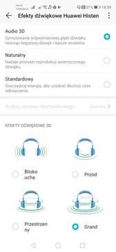 Ustawienia dźwięku i Huawei Histen