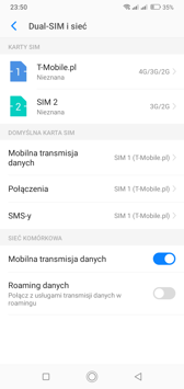 Obsługa dwóch kart SIM i połączeń