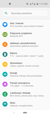 Ustawienia, nawigacja, gesty i obraz