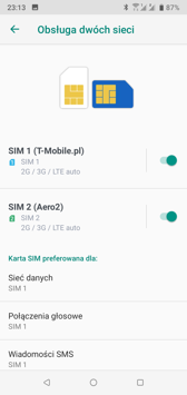 Ustawienia dwóch kart SIM | Połączenia głosowe