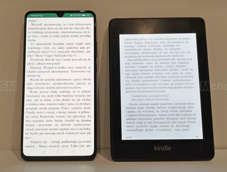 Porównanie wielkości Huawei Mate 20 X 5G i Kindle Paperwhite 4