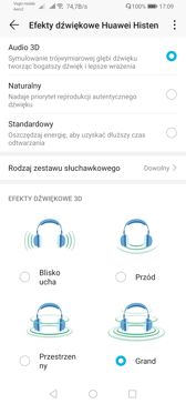 Ustawienia dźwięku | Huawei Histen