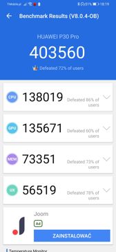 Wyniki benchmarków (tryb wydajności) Wyniki benchmarków (tryb wydajności)