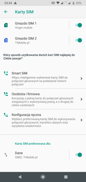 Ustawienia dwóch kart SIM | Połączenia głosowe