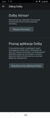 Aplikacja muzyka | Ustawienia dźwięku | Wibracje | Dolby Audio