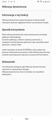 Aplikacja muzyka | Ustawienia dźwięku | Wibracje | Dolby Audio