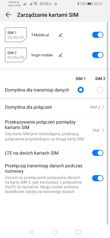 Ustawienia dwóch kart SIM | Połączenia głosowe