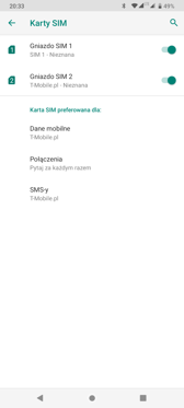 Ustawienia dwóch kart SIM | Połączenia głosowe