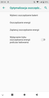 Ustawienia baterii | Tryby oszczędzania energii