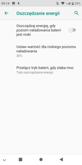 Ustawienia baterii | Tryby oszczędzania energii