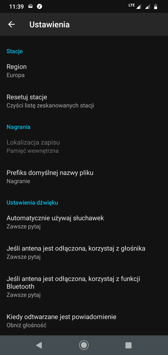 Ustawienia dźwięku | Muzyka Play | Radio FM | Efekty dźwiękowe działające z poziomu odtwarzacza muzyki i radia