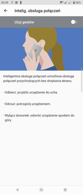 Ustawienia ekranu | Wybrane funkcje i gesty