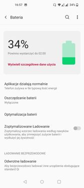 Ustawienia związane z baterią i ładowaniem